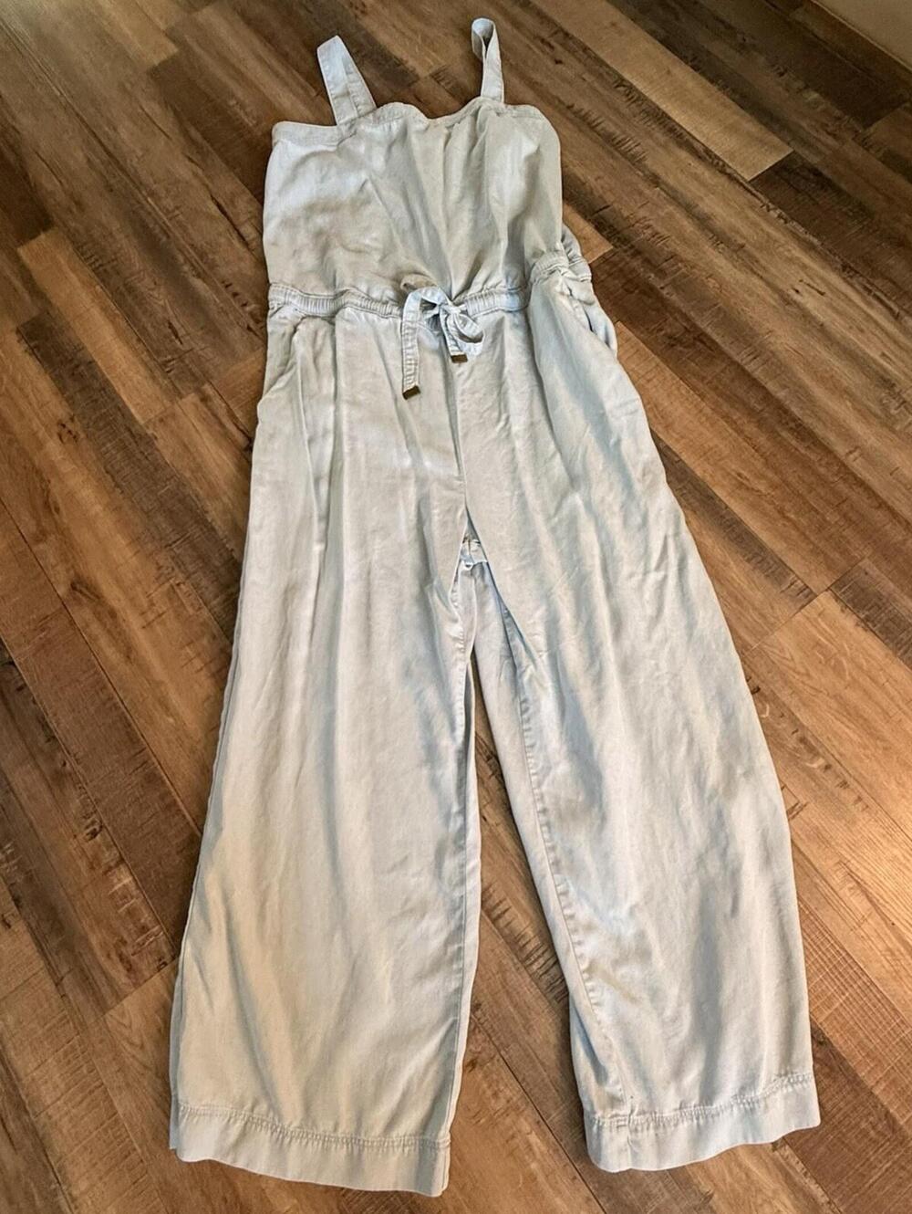 LOFT Light Blue Drawstring Jumpsuit M - Picture 9 of 9